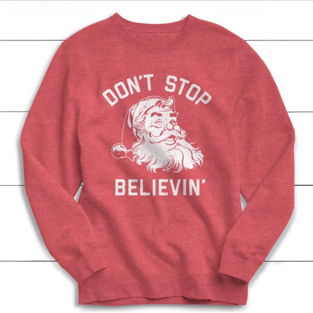 COPY - Don't Stop Believing Sweatshirt, Christmas Sweater, Vintage, Christmas S…